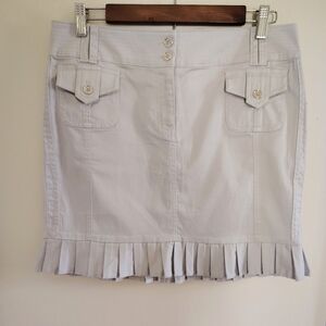 WHBM Y2K Gray Pleated Ruffle Preppy Cargo Pocket Wide Waist Mini Skirt 6 NWOT